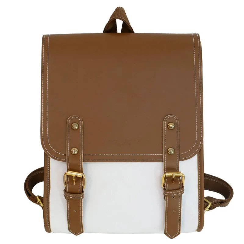 Realaiot Vintgae Preppy Style Woman Backpack Pu Leather Big School Backpack Bags for Teenager Girl Simple New Designer Hand Shoulder Bags