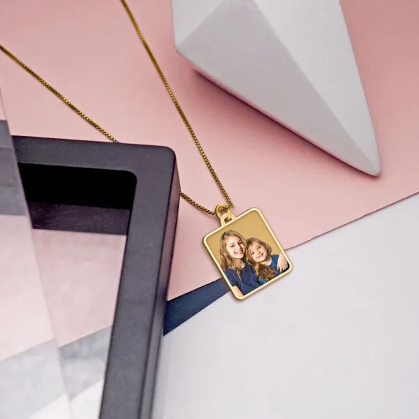 Rectangle with Border Photo Pendant Jewelry