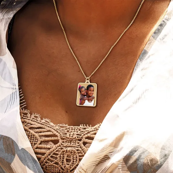 Rectangle with Border Photo Pendant Jewelry