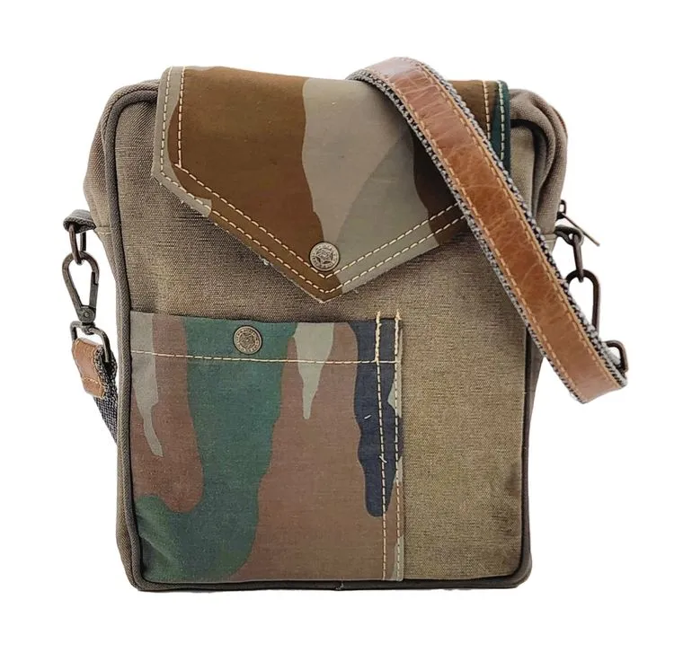 Recycled Military Tent Crossbody with Camoflouge