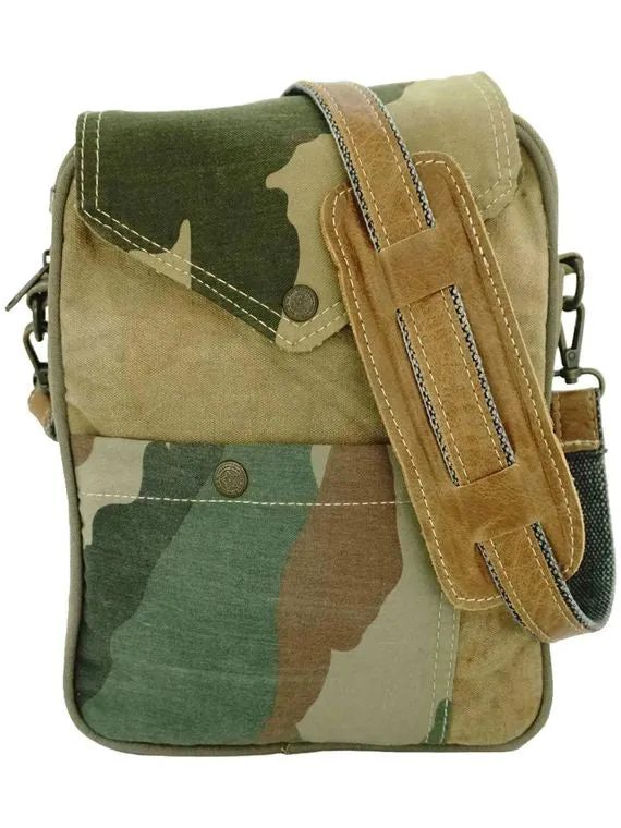 Recycled Military Tent Crossbody with Camoflouge