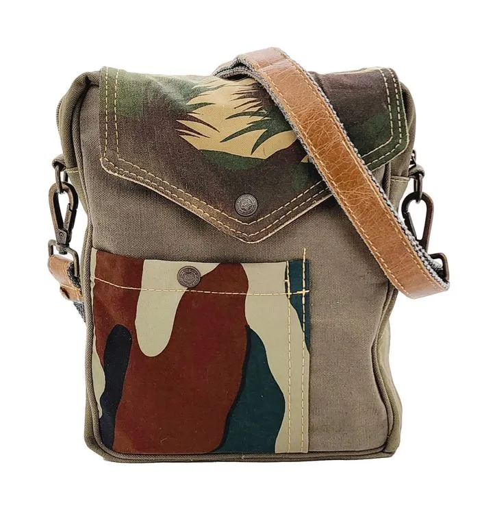 Recycled Military Tent Crossbody with Camoflouge