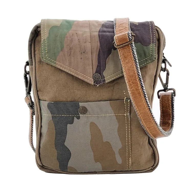 Recycled Military Tent Crossbody with Camoflouge