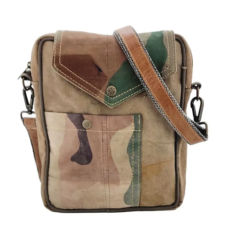 Recycled Military Tent Crossbody with Camoflouge
