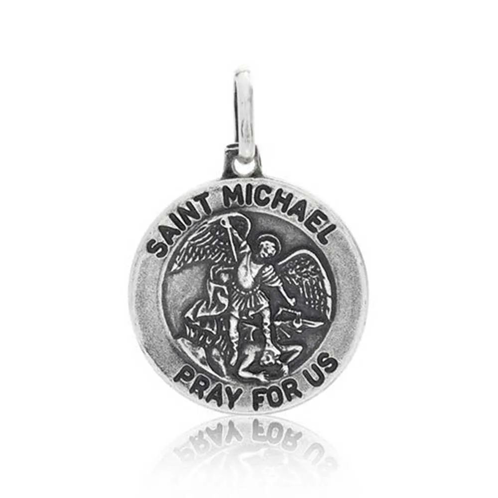 Religious Medal Saint Michael Pendant Necklace Silver for Military Police