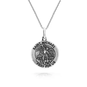 Religious Medal Saint Michael Pendant Necklace Silver for Military Police