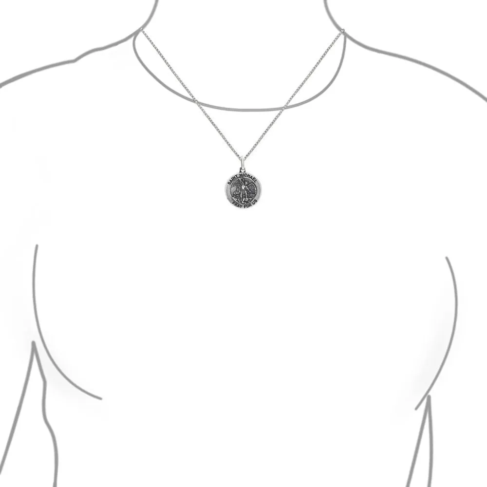 Religious Medal Saint Michael Pendant Necklace Silver for Military Police