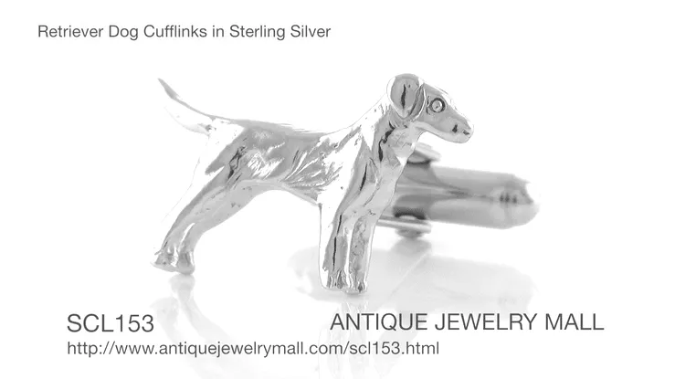 Retriever Dog Cufflinks in Sterling Silver