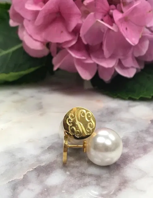 Reversible Pearl Engraved Earrings