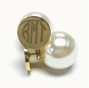 Reversible Pearl Engraved Earrings