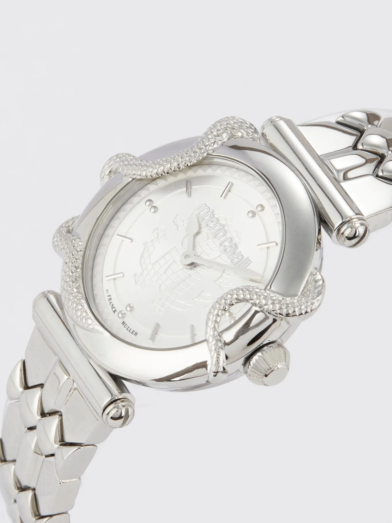 Roberto Cavalli by Franck Muller Silver Snake Detail Watch