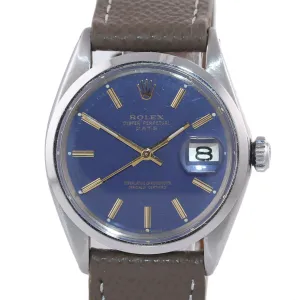 Rolex Blue Stick Dial 34mm Hodinkee Leather Steel Bezel 1500 Date Watch