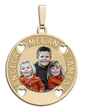 Round Pendant w/ Three Names Etched Jewelry