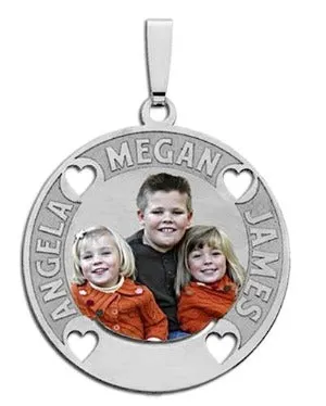 Round Pendant w/ Three Names Etched Jewelry
