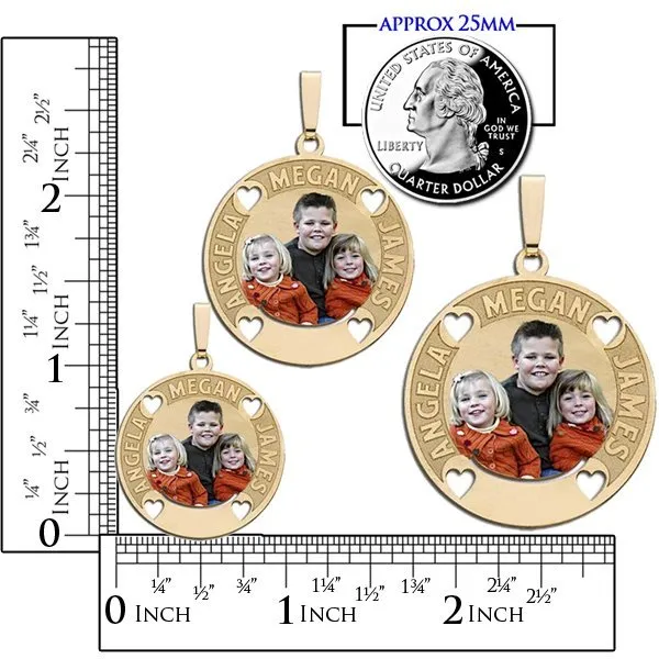 Round Pendant w/ Three Names Etched Jewelry