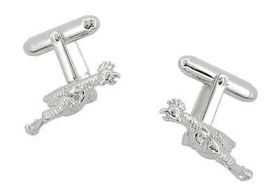 Rubber Chicken Cufflinks in Sterling Silver