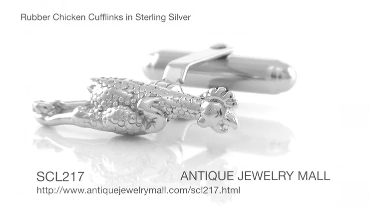 Rubber Chicken Cufflinks in Sterling Silver