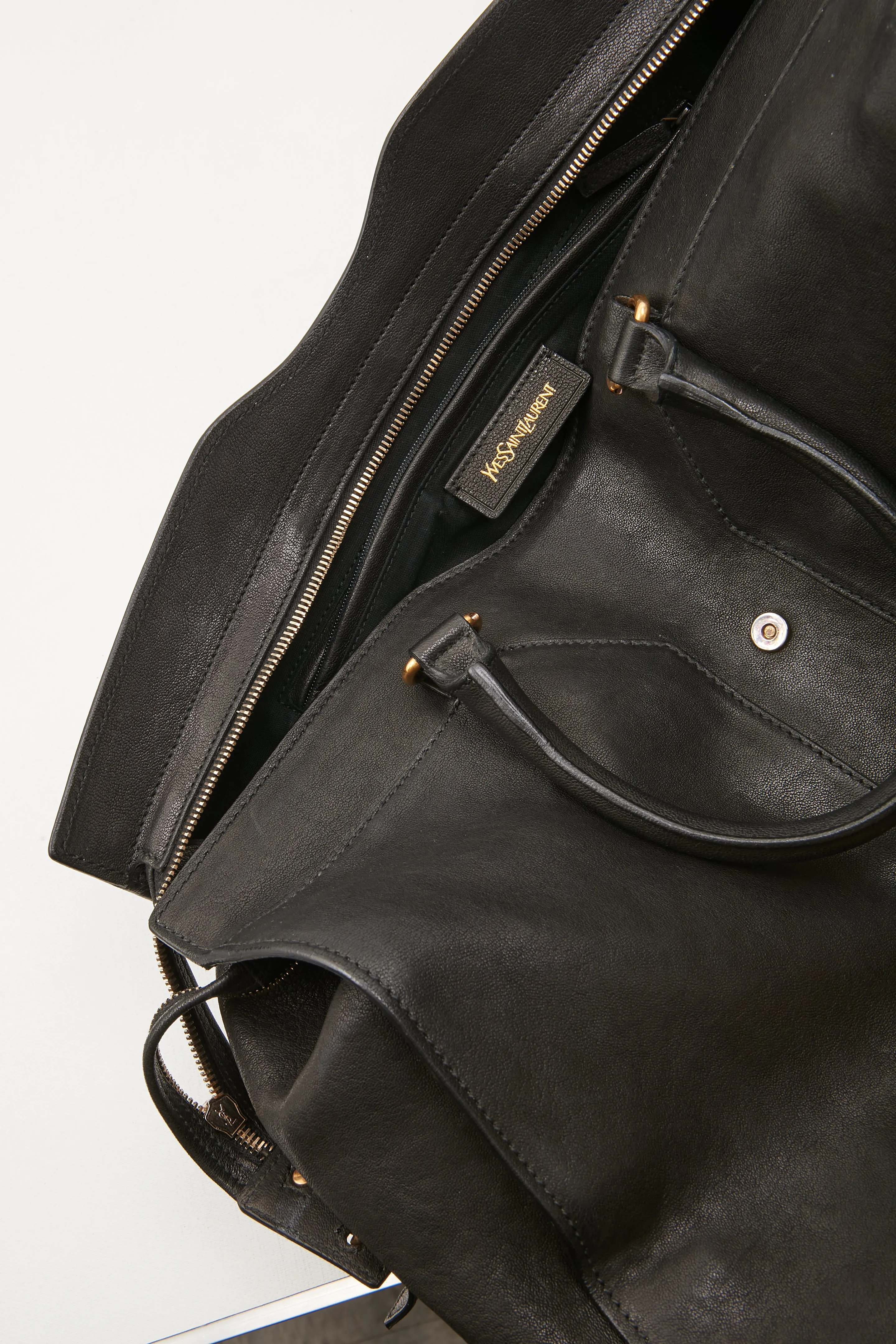 Saint Laurent Black Leather Chyc Cabas Tote Bag