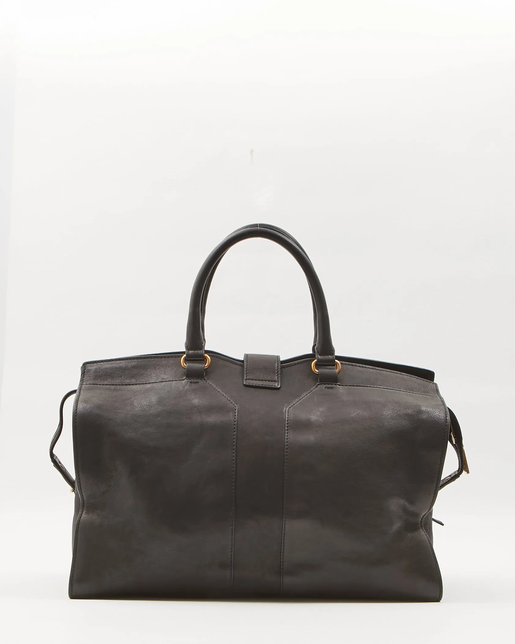 Saint Laurent Black Leather Chyc Cabas Tote Bag