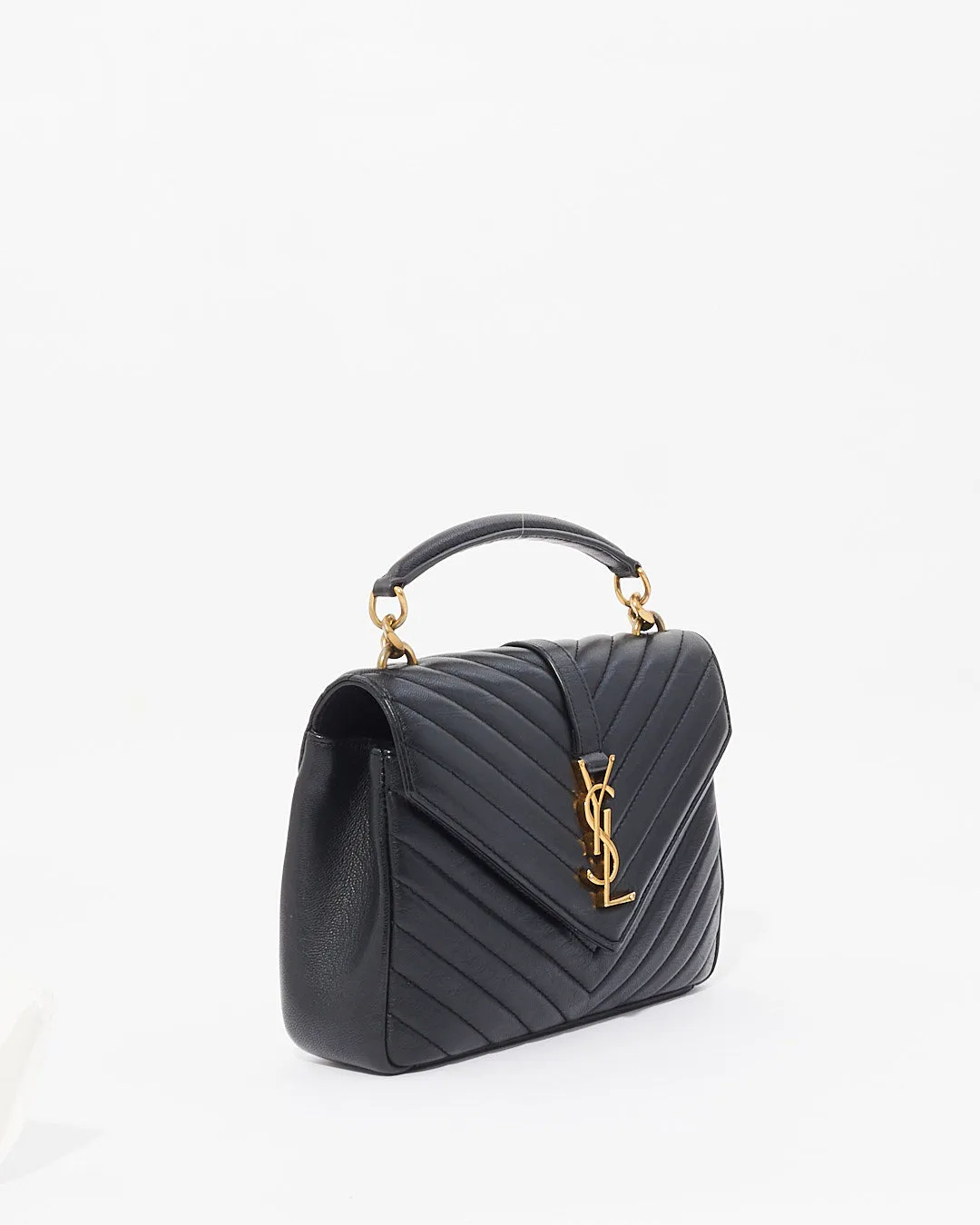 Saint Laurent Black Leather College Bag GHW