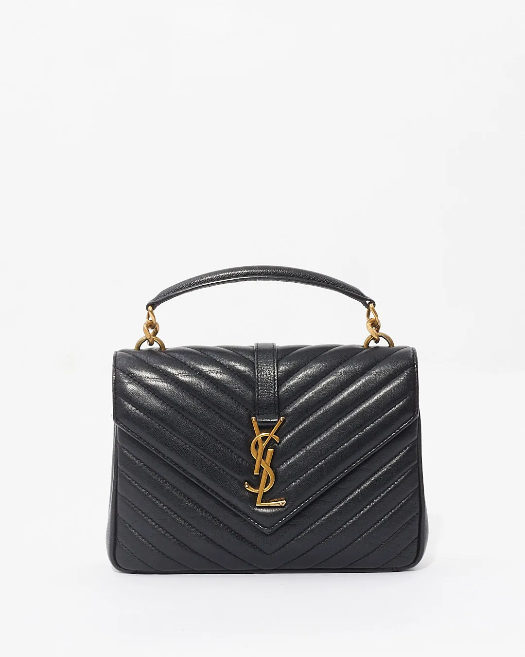 Saint Laurent Black Leather College Bag GHW