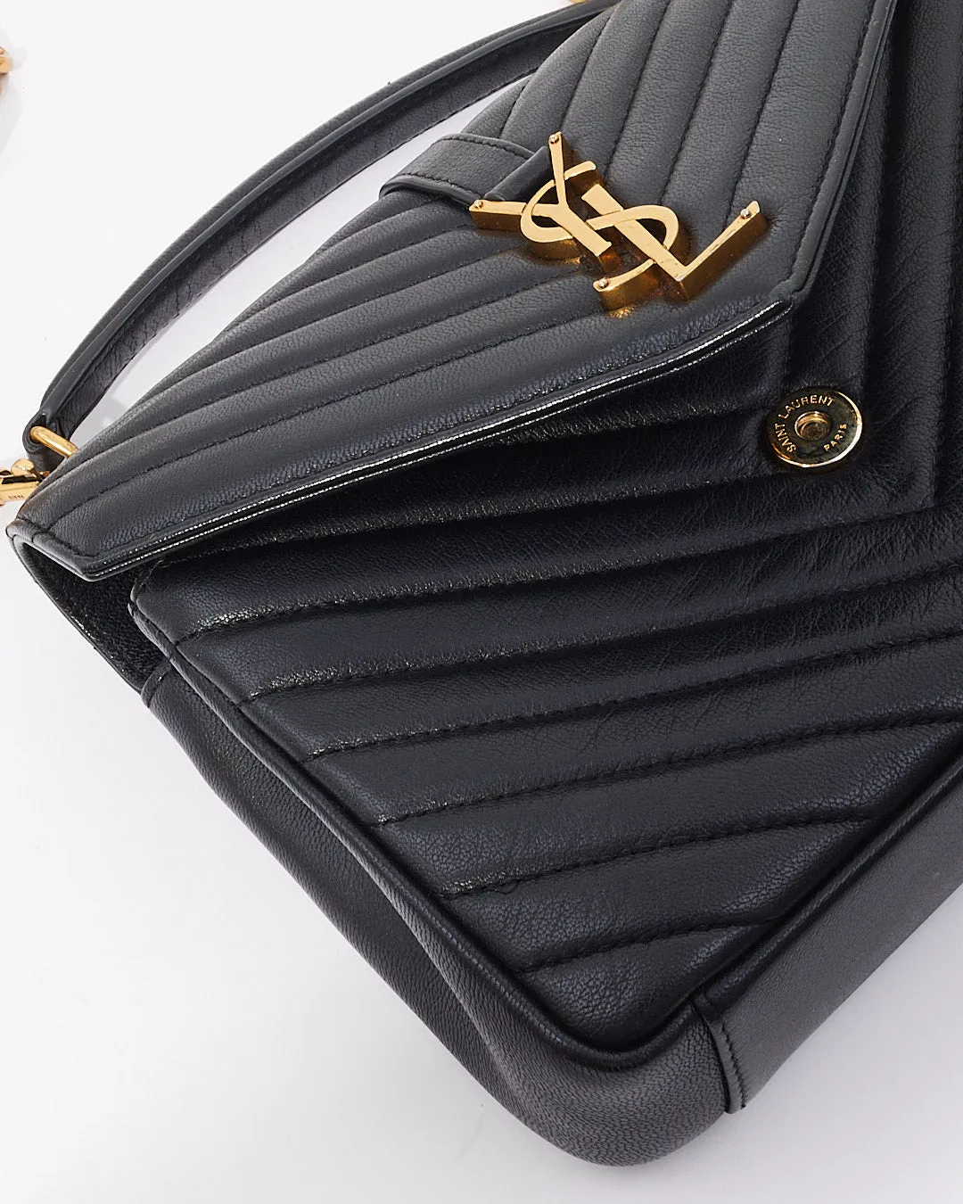 Saint Laurent Black Leather College Bag GHW
