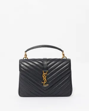 Saint Laurent Black Leather College Bag GHW