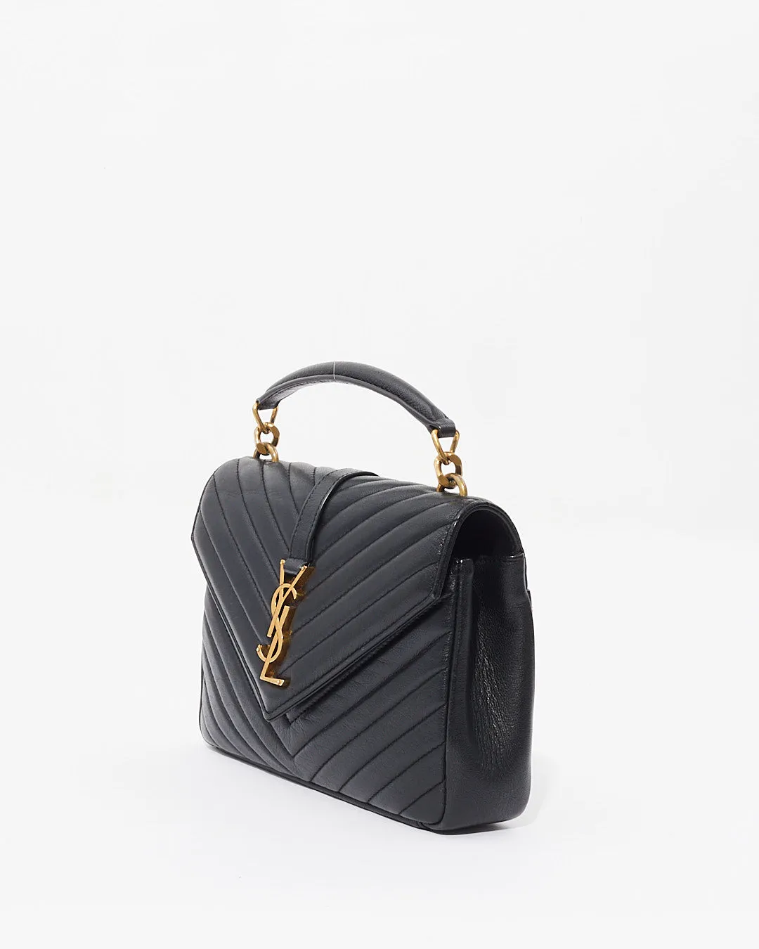 Saint Laurent Black Leather College Bag GHW