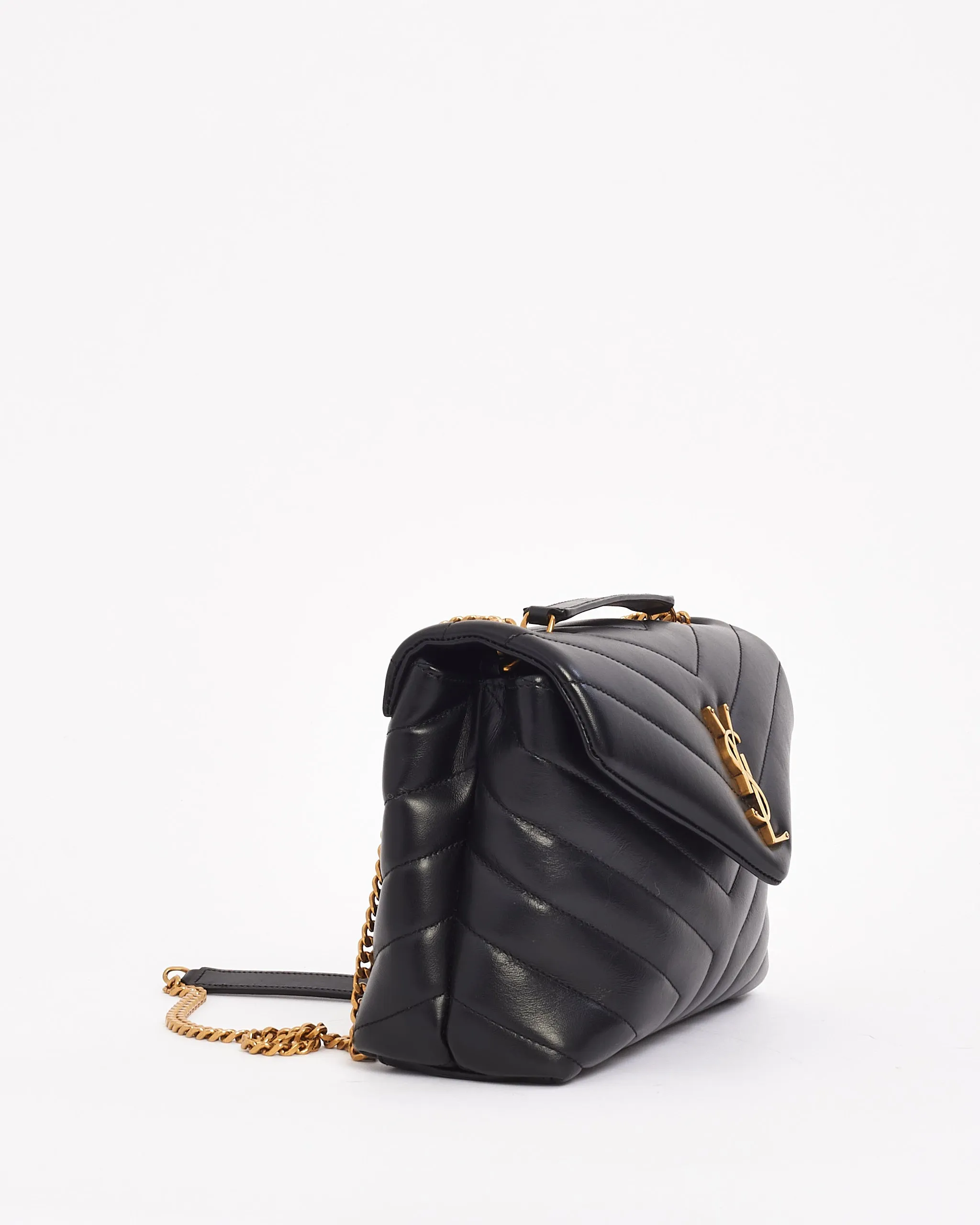 Saint Laurent Black Quilted 'Y' Leather Loulou Small Chain Bag
