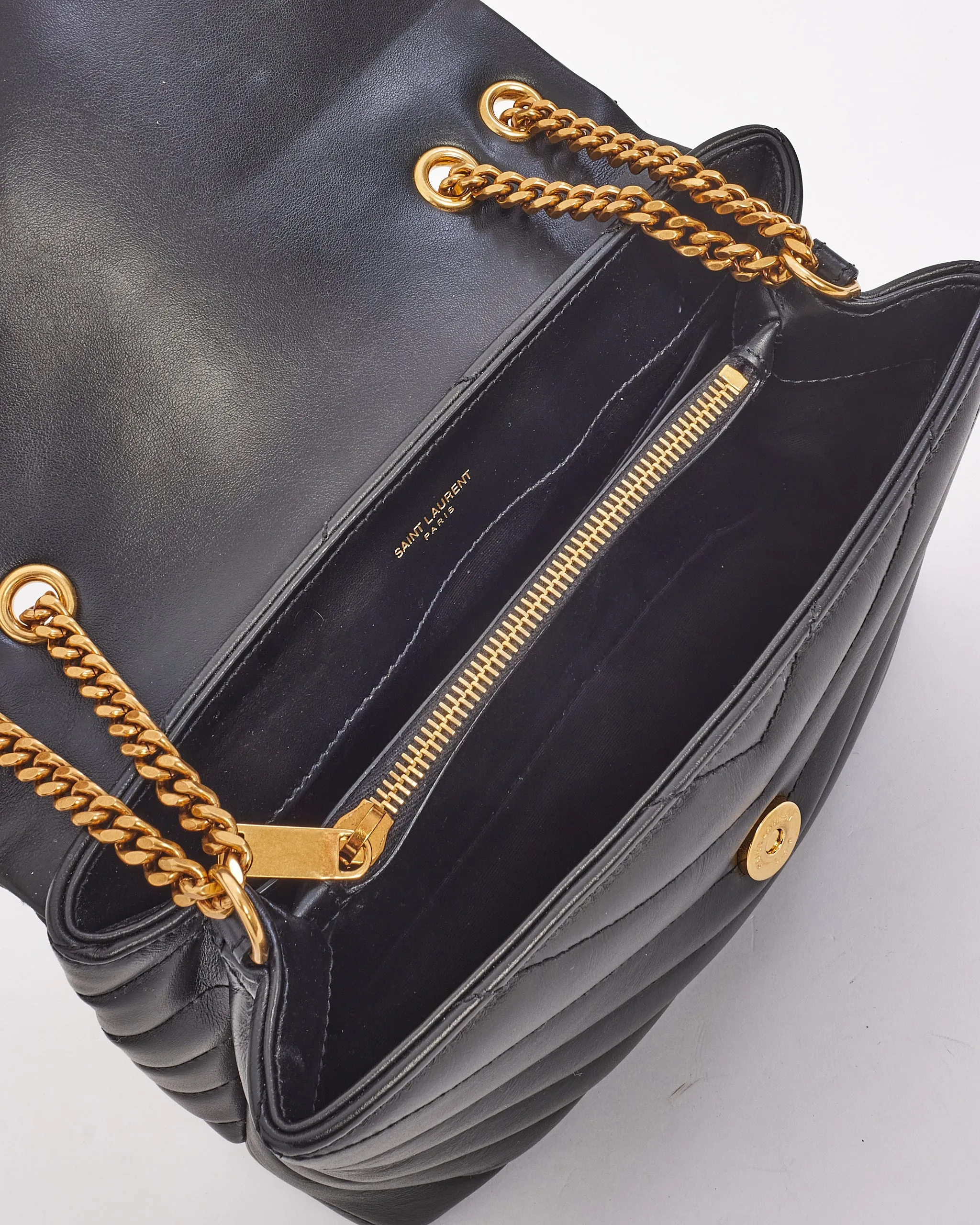 Saint Laurent Black Quilted 'Y' Leather Loulou Small Chain Bag