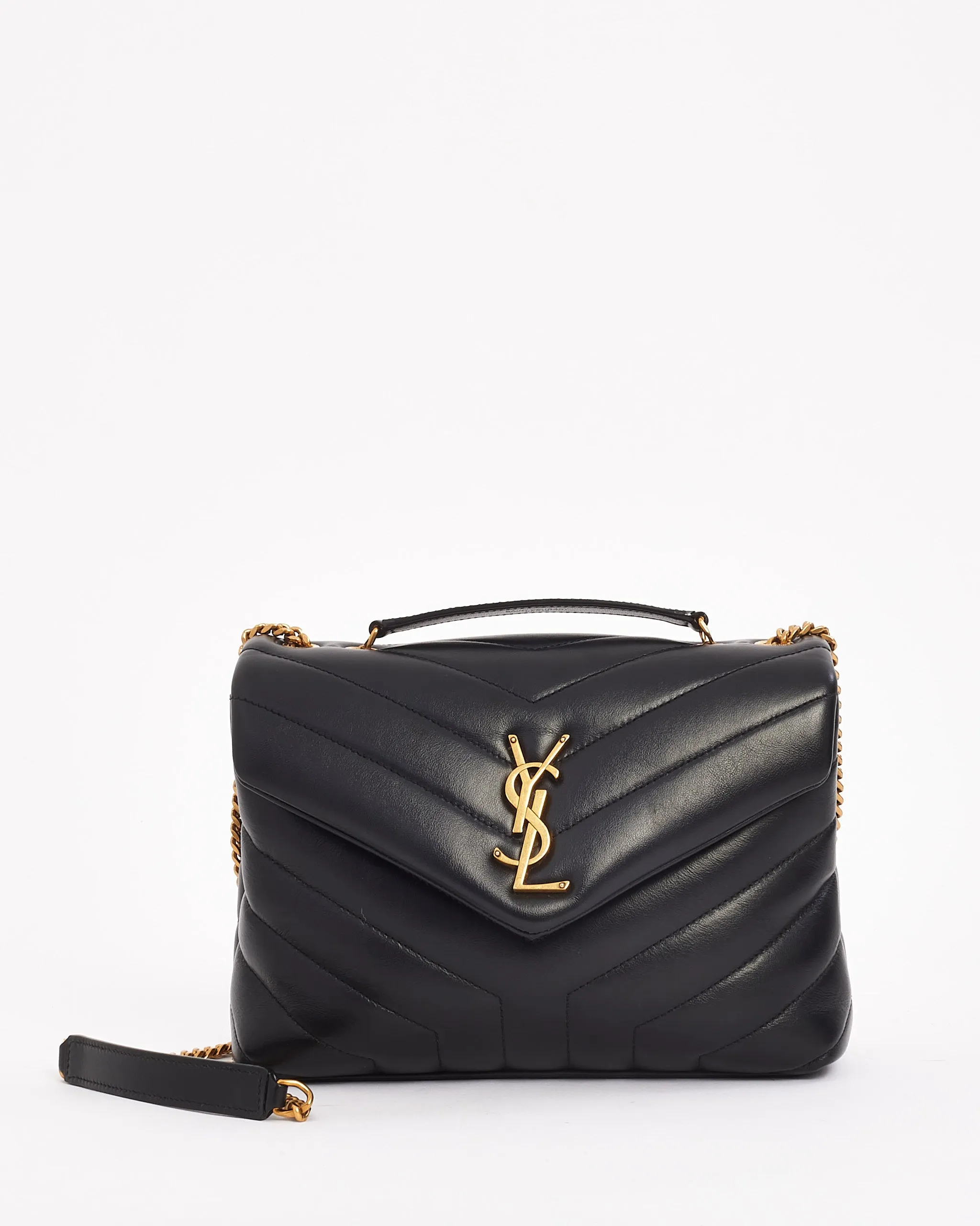 Saint Laurent Black Quilted 'Y' Leather Loulou Small Chain Bag