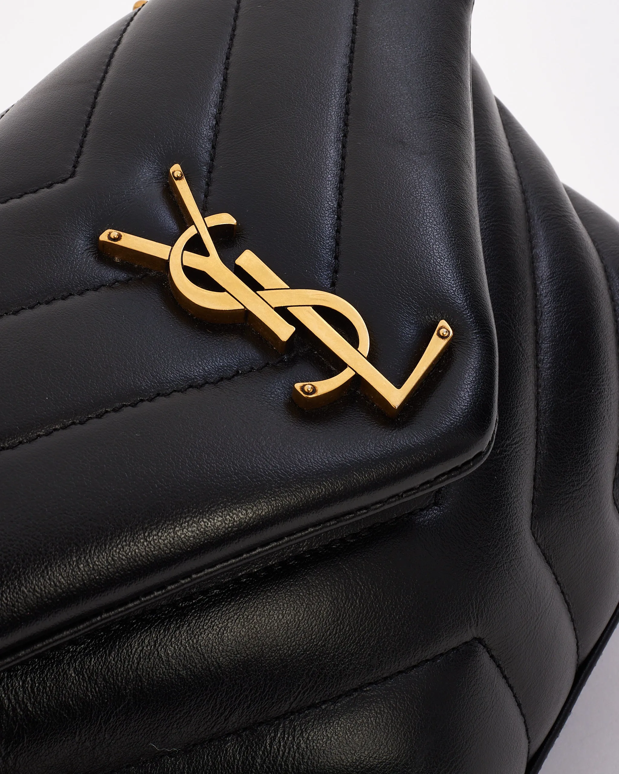 Saint Laurent Black Quilted 'Y' Leather Loulou Small Chain Bag