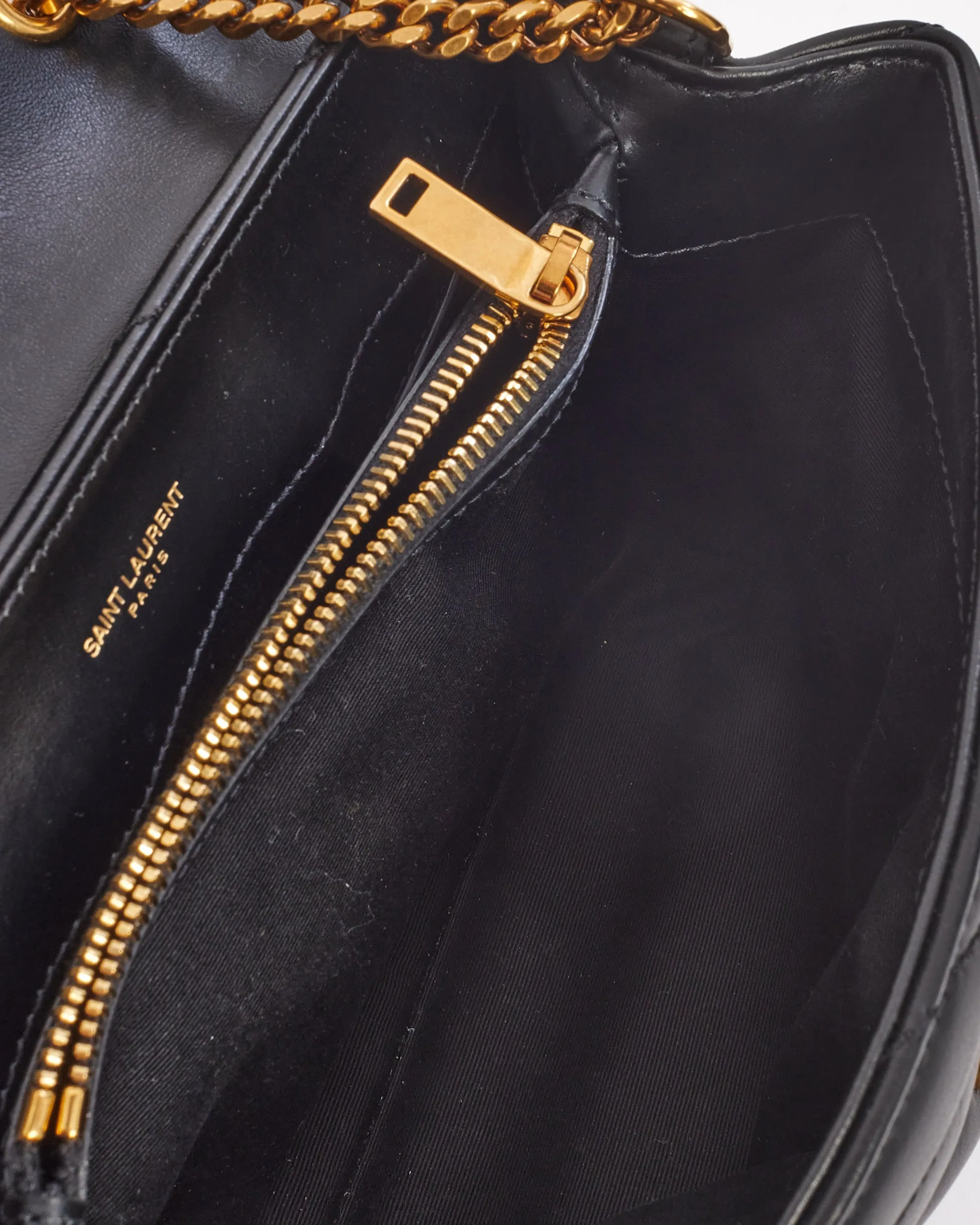 Saint Laurent Black Quilted 'Y' Leather Loulou Small Chain Bag