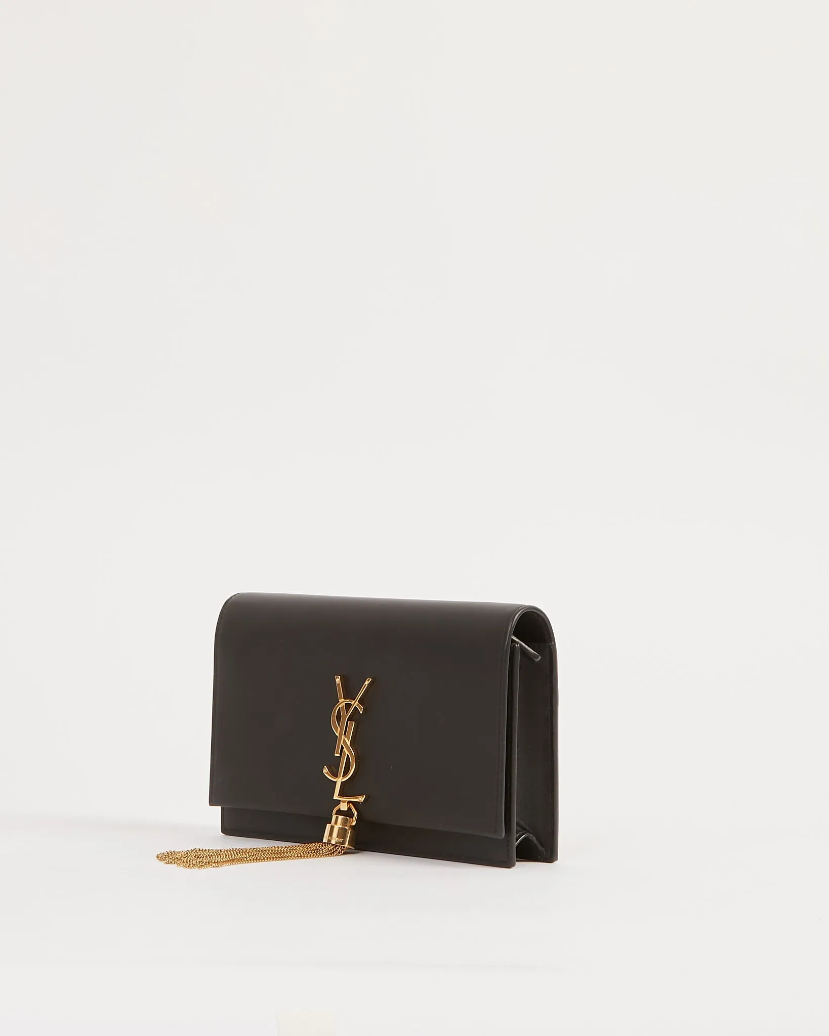 Saint Laurent Black Smooth Classic Monogram Kate Tassel Chain Wallet