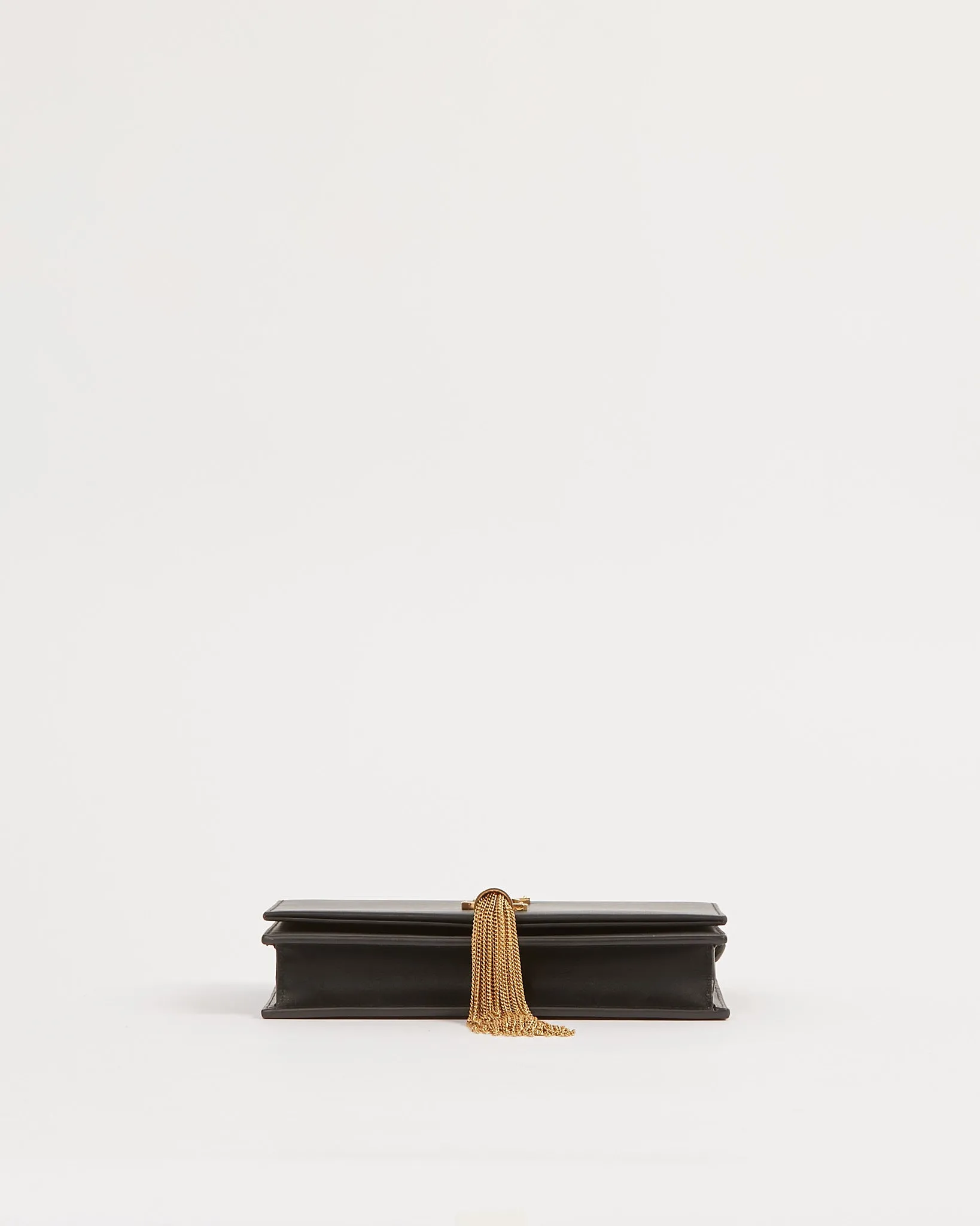 Saint Laurent Black Smooth Classic Monogram Kate Tassel Chain Wallet