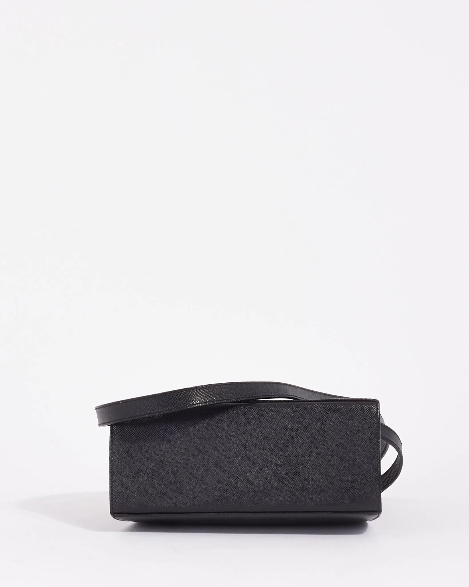 Salvatore Ferragamo Vintage Black Grained Leather Iconic Handle (Kelly) Bag
