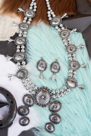 San Sebastian Squash Blossom Silvertone Necklace