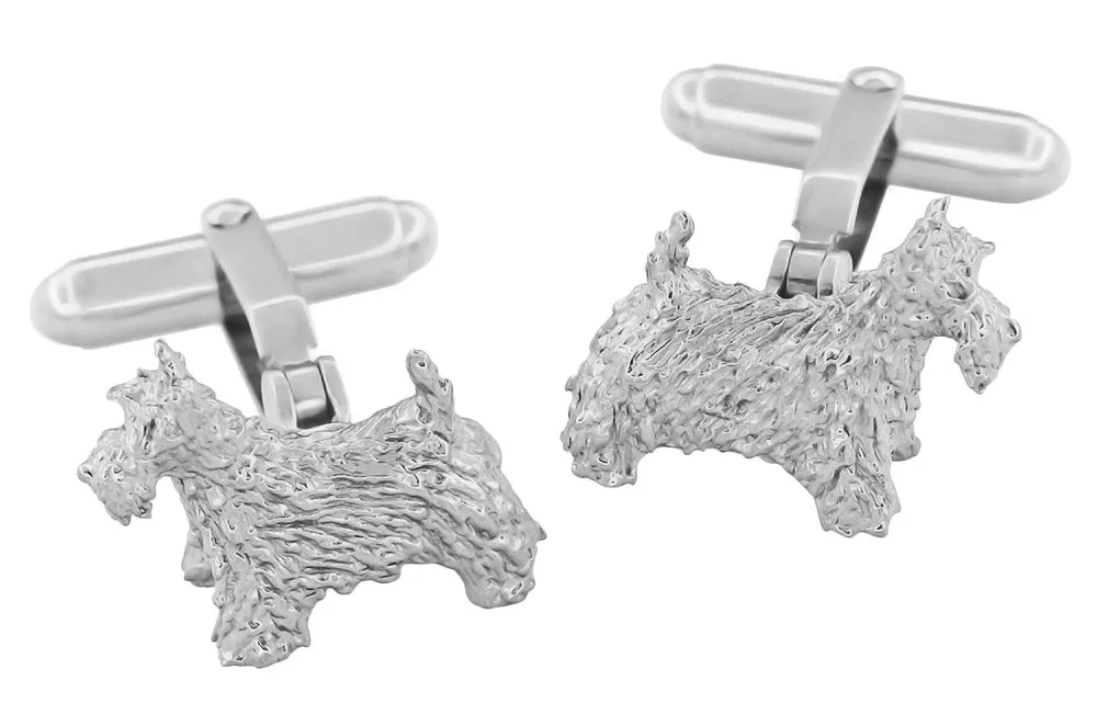 Scottish Terrier Cufflinks in Sterling Silver (Scottie Dog)