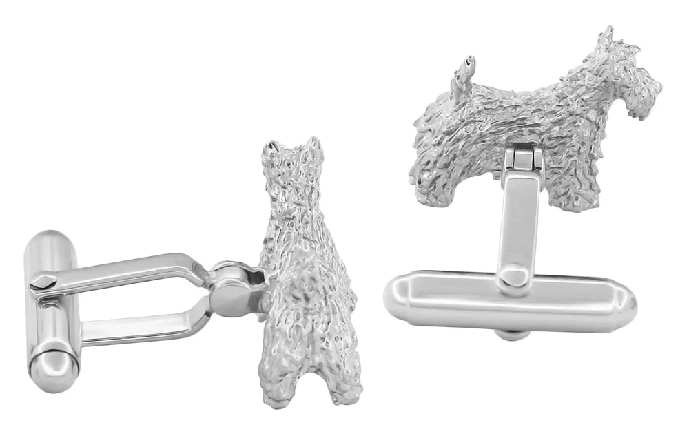Scottish Terrier Cufflinks in Sterling Silver (Scottie Dog)