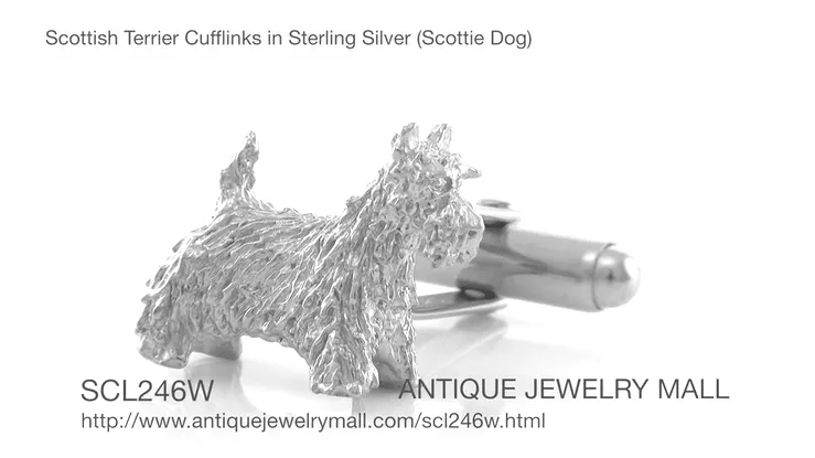 Scottish Terrier Cufflinks in Sterling Silver (Scottie Dog)