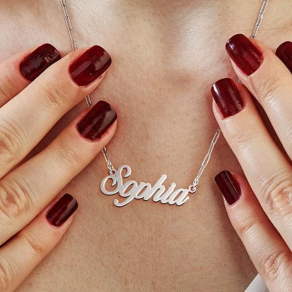 Script Name Necklace with Paperclip Chain Included Jewelry