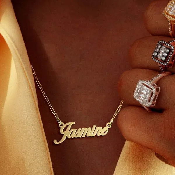 Script Name Necklace with Paperclip Chain Included Jewelry