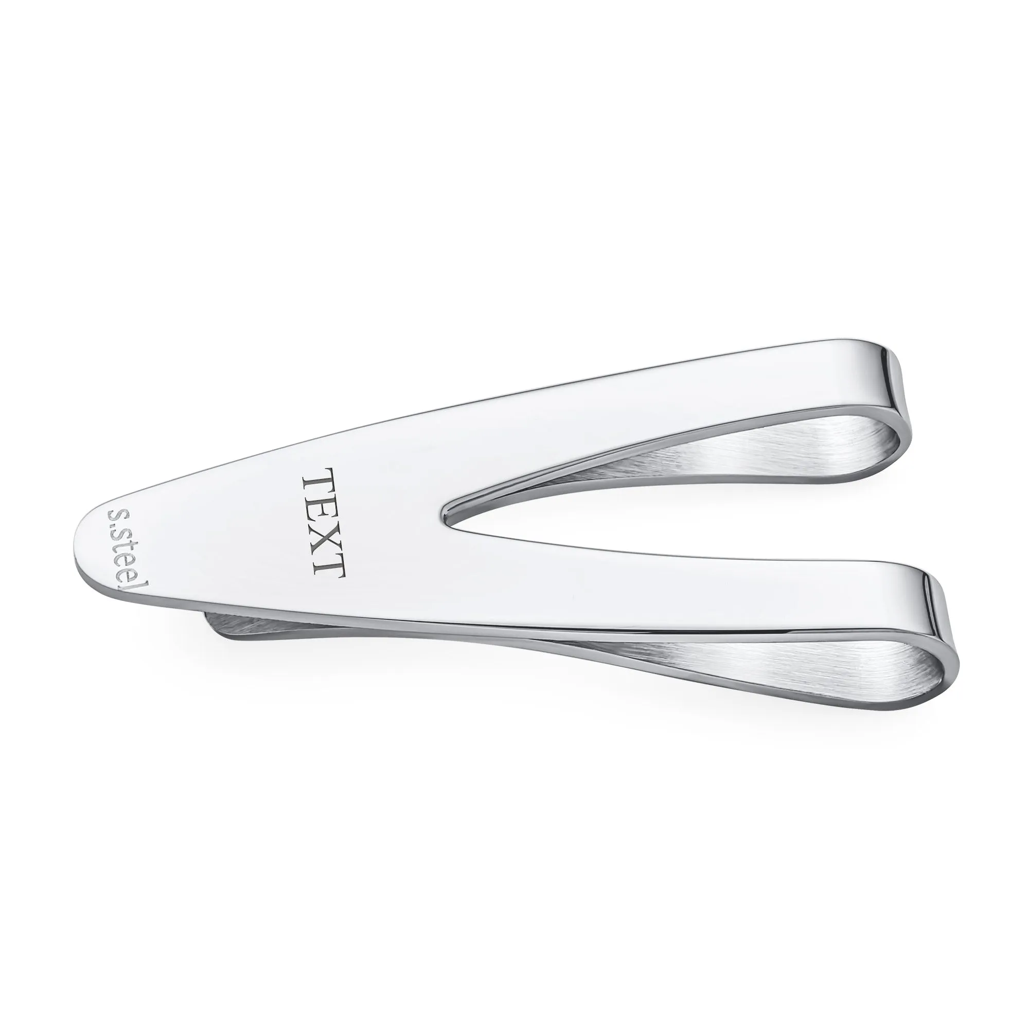 Set of 2 Silver Black V-Shaped Money Clip Card Holder Brushed Stainless Steel