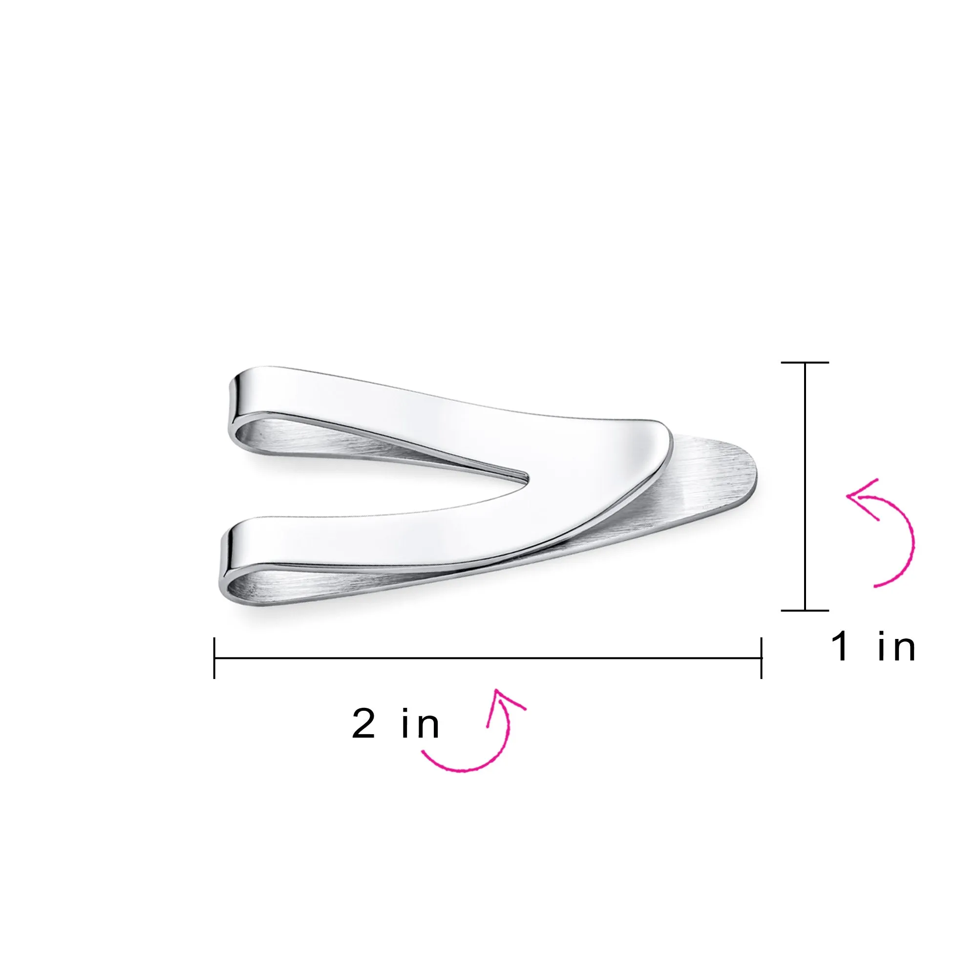 Set of 2 Silver Black V-Shaped Money Clip Card Holder Brushed Stainless Steel