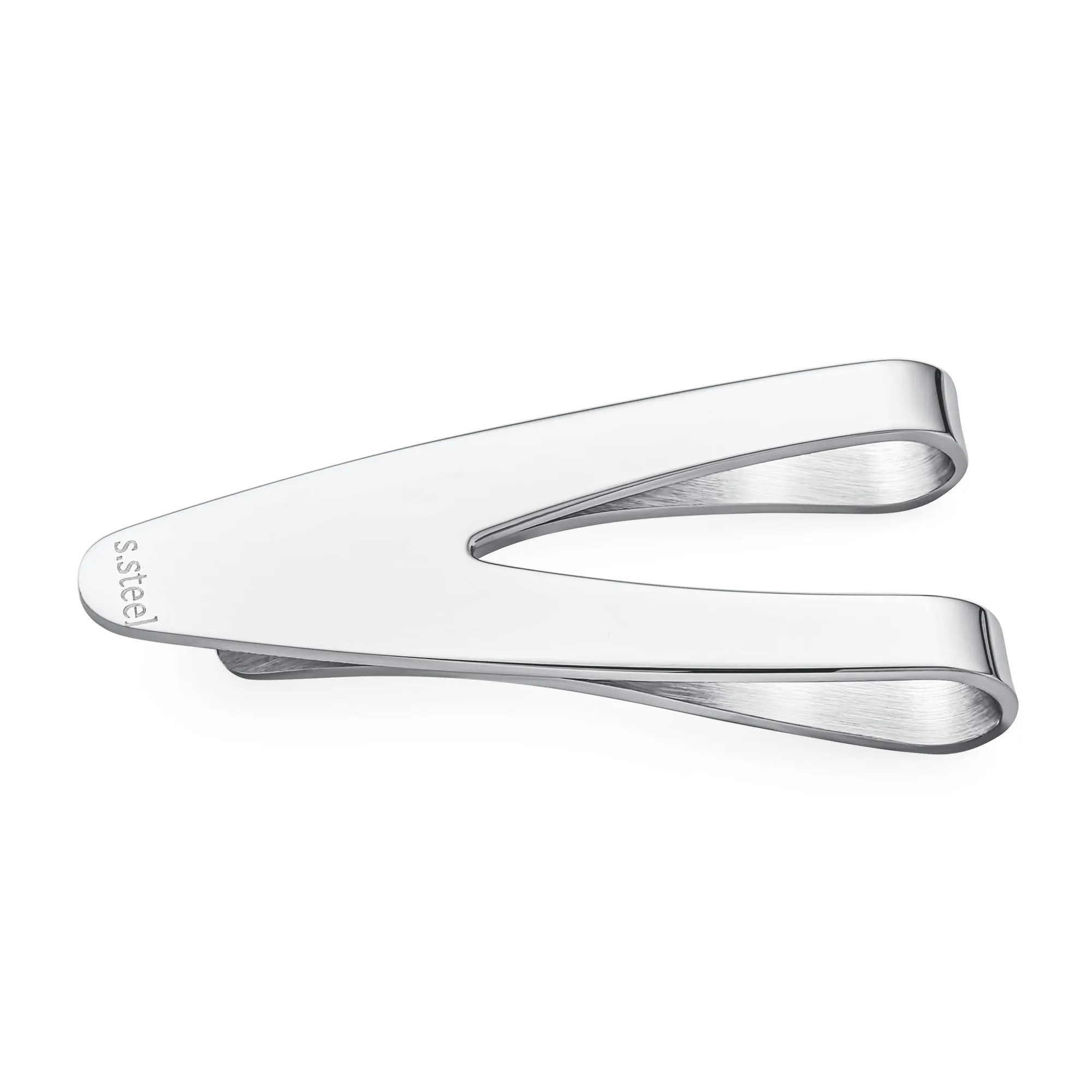 Set of 2 Silver Black V-Shaped Money Clip Card Holder Brushed Stainless Steel