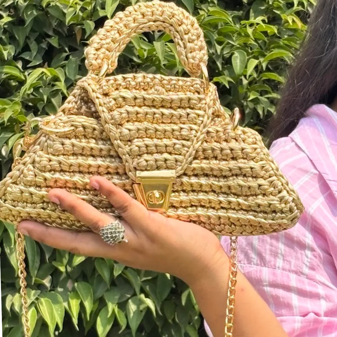 Shiroli Handmade Metallic Gold - Delta Bag
