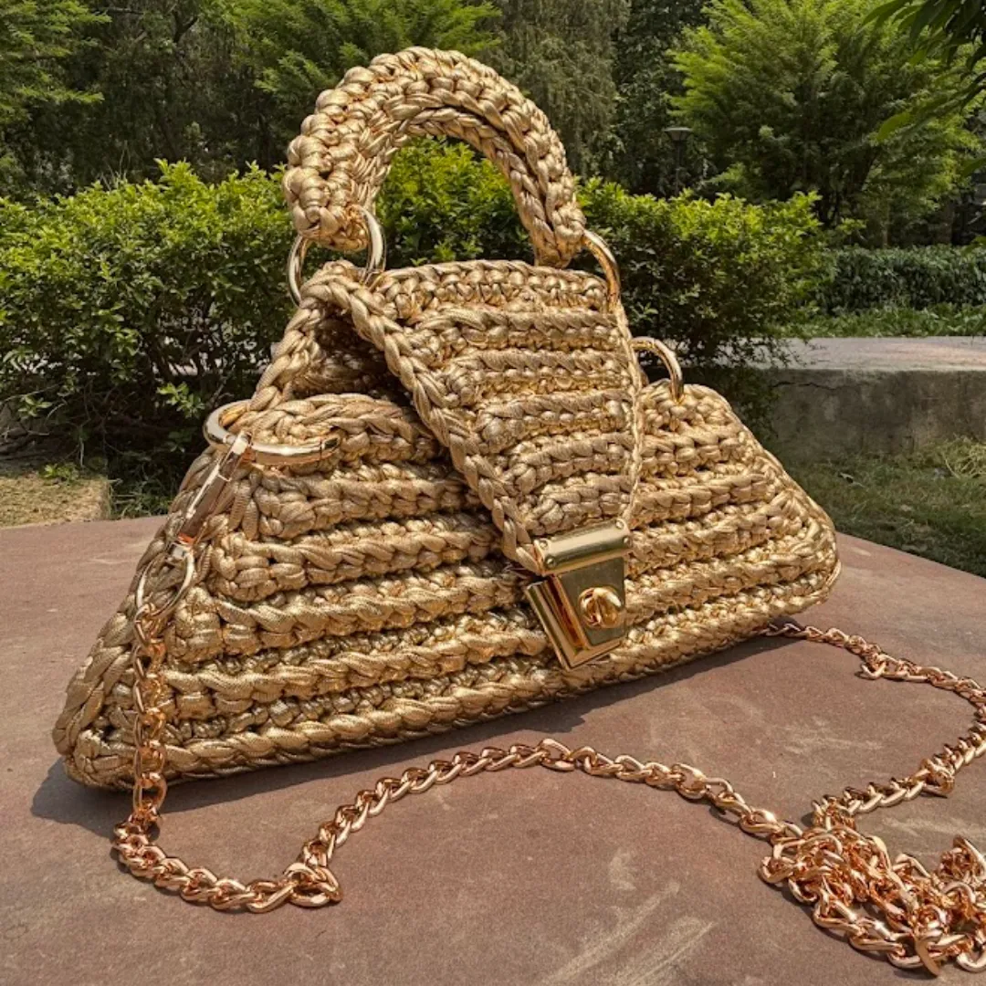 Shiroli Handmade Metallic Gold - Delta Bag
