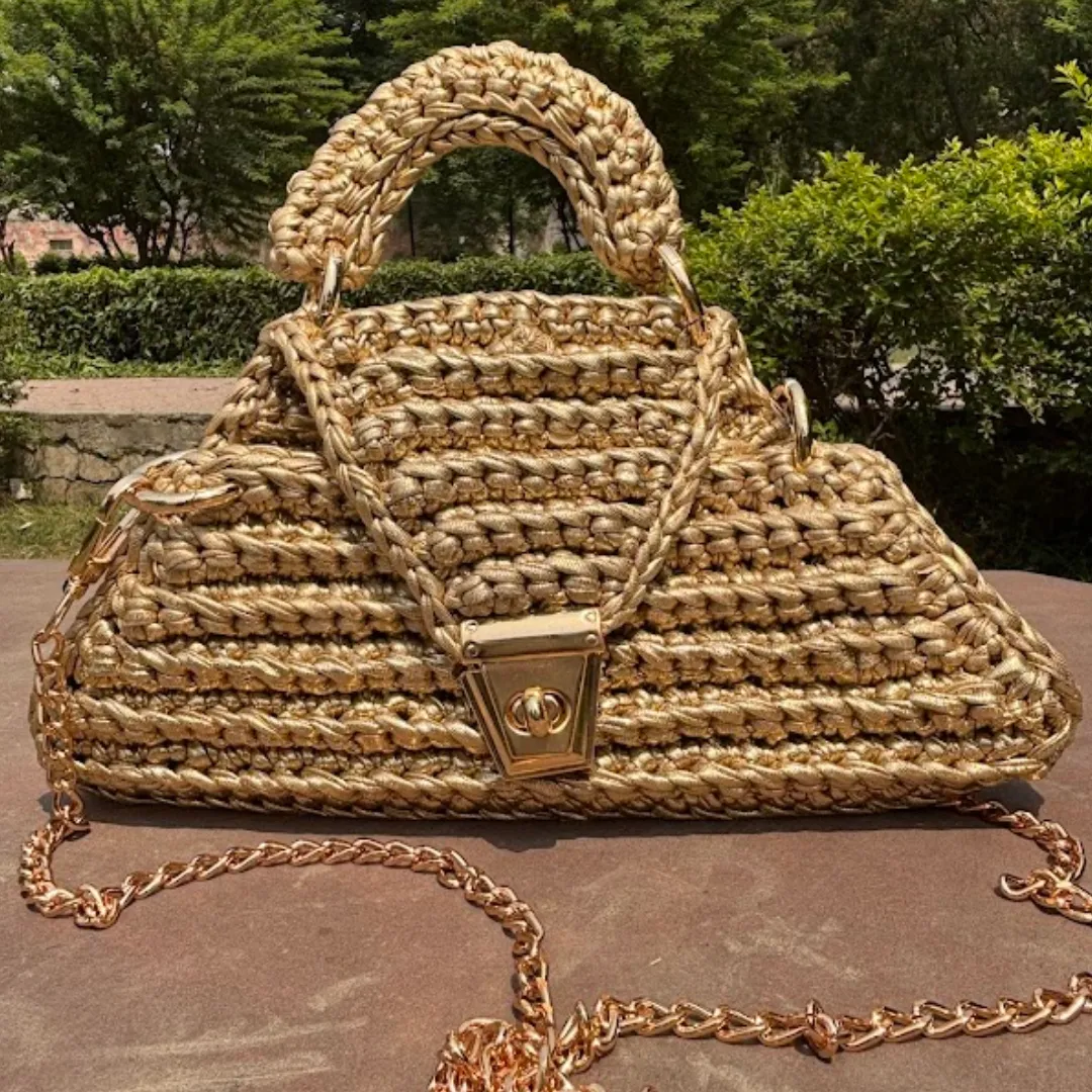 Shiroli Handmade Metallic Gold - Delta Bag