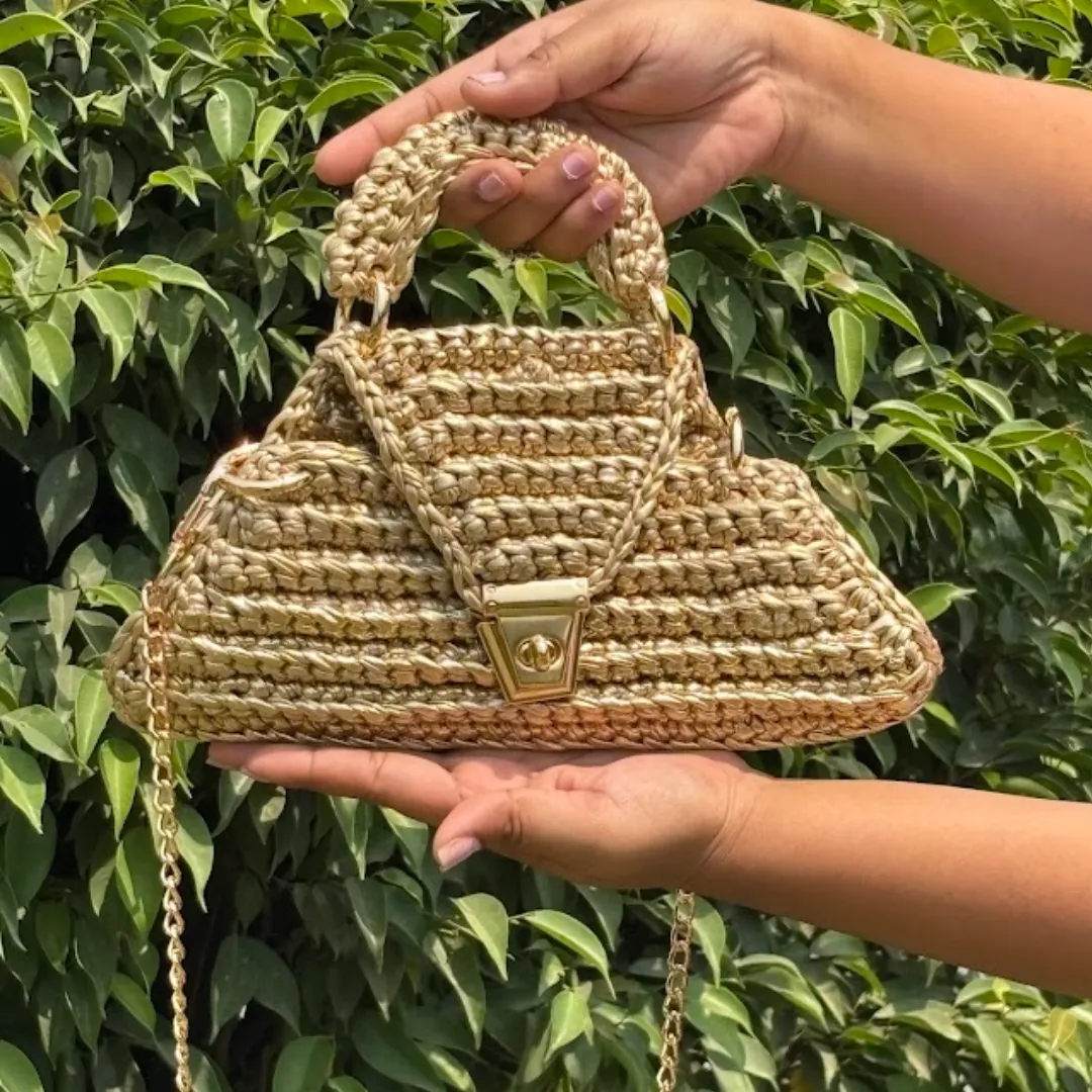 Shiroli Handmade Metallic Gold - Delta Bag