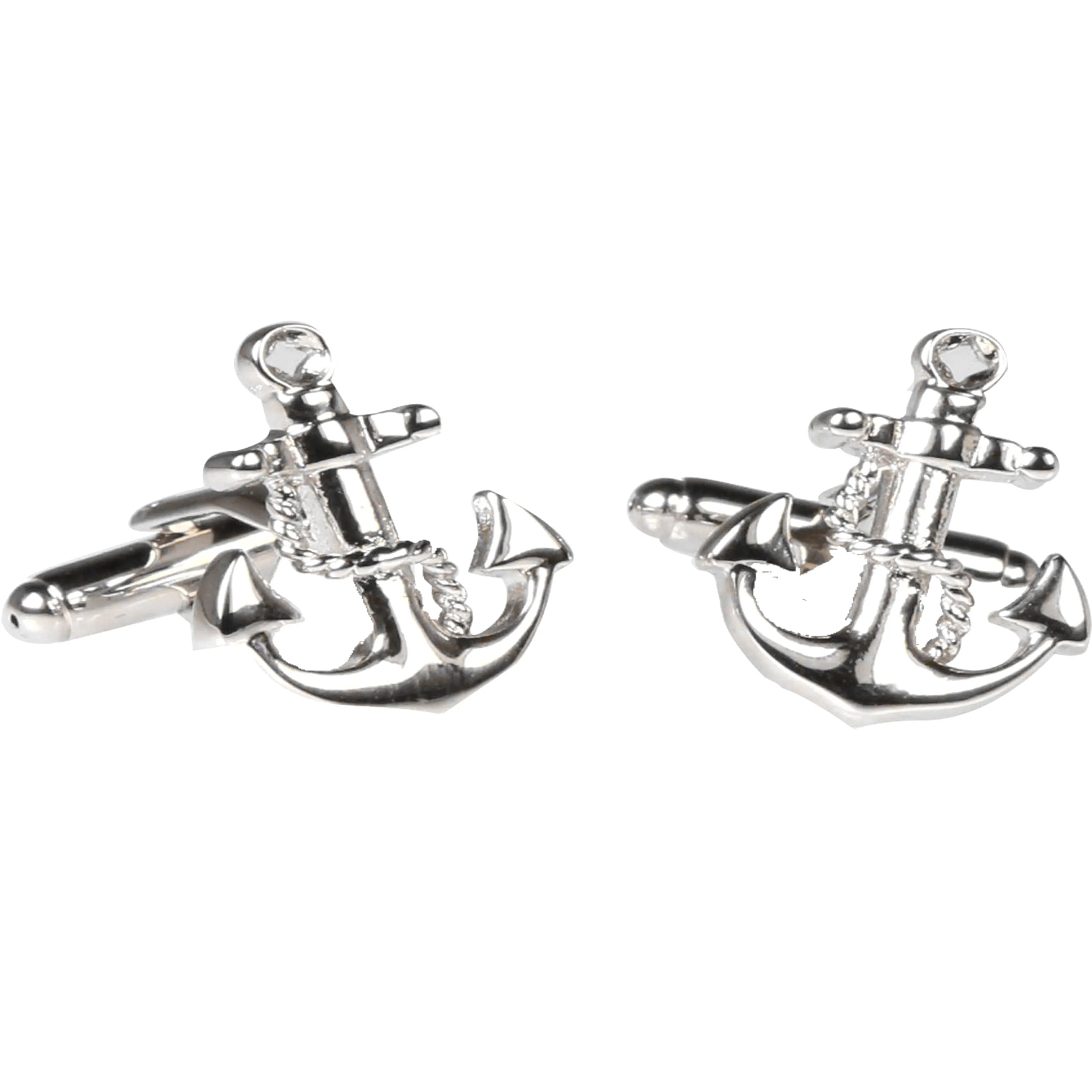 Silvertone Novelty Anchor Cufflinks with Jewelry Box